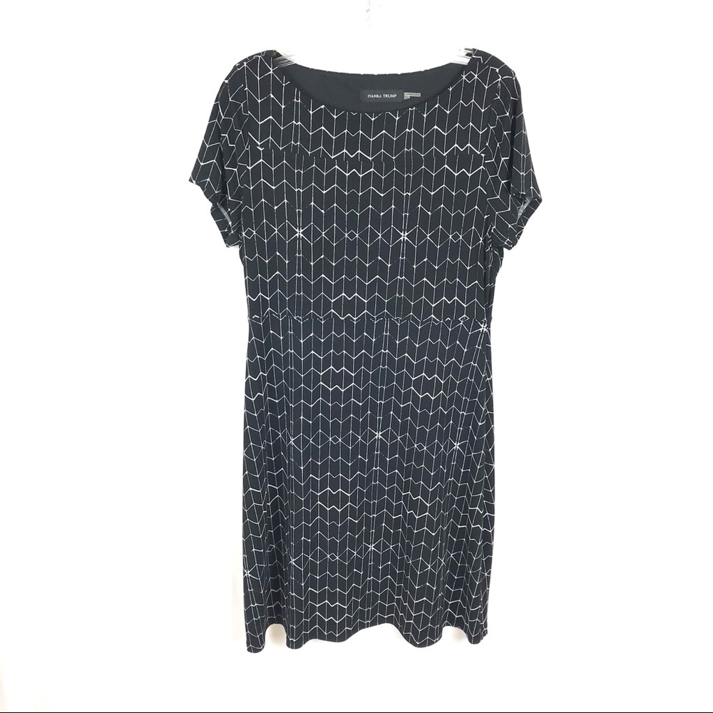 Ivanka Trump short sleeve fit flare dress black